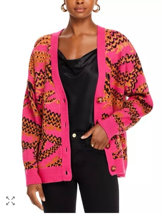 FARM Rio Croco Knit Cardigan Women’s Size XS Oversized Fit - Picture 2 of 15